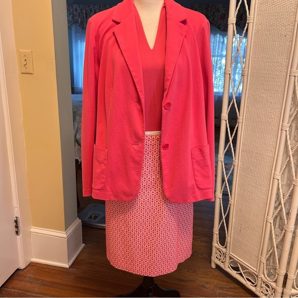 Talbots Blazer Jacket Warm Pink Casual Unlined Ponte Knit Plus size 2X - Picture 14 of 16